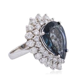 14KT White Gold 12.42ct Topaz and Diamond Ring