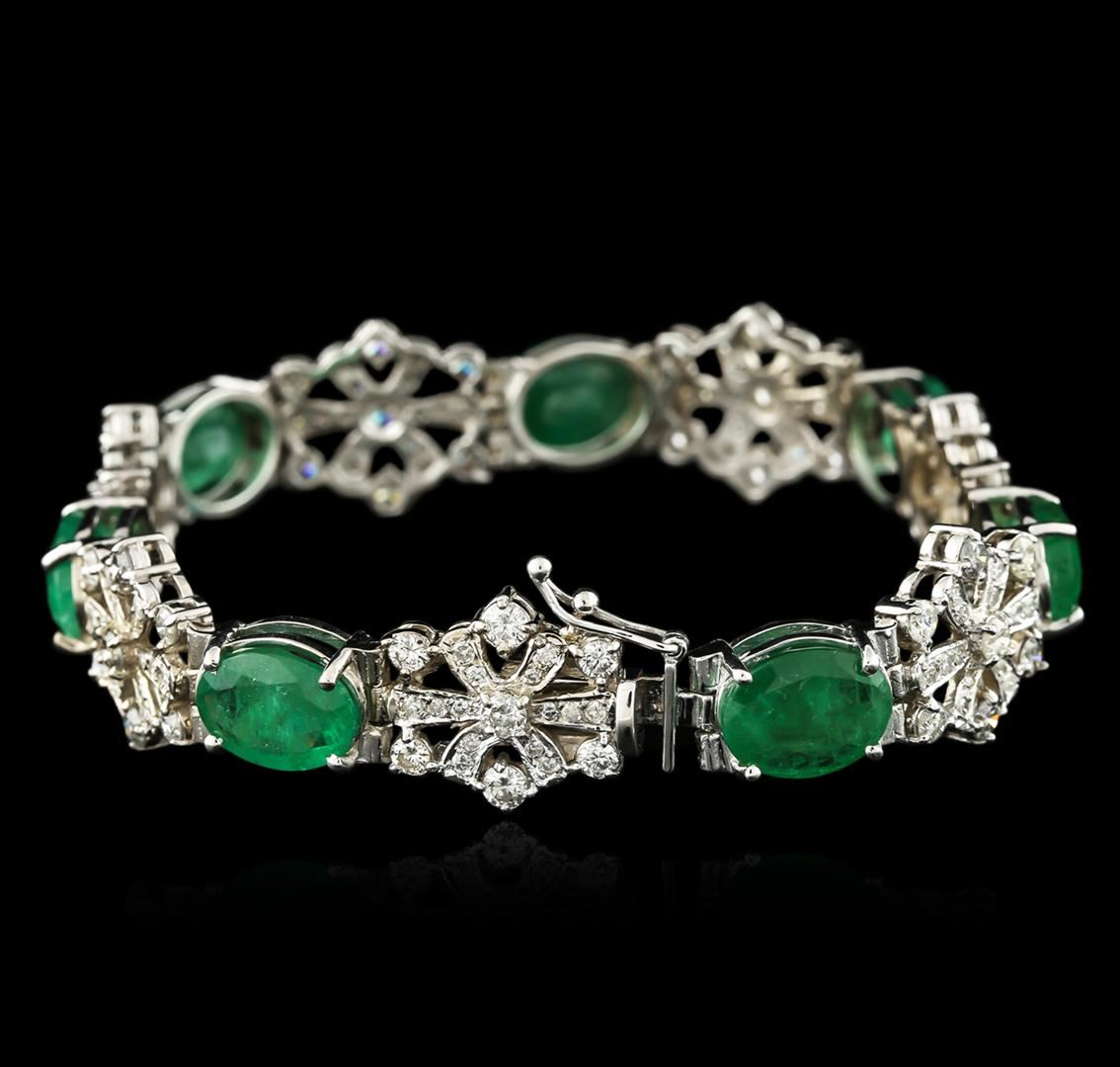 14KT White Gold 21.63ctw Emerald and Diamond Bracelet