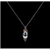 Image 4 : 14KT White Gold 23.00ct Beryl, Sapphire and Ruby Pendant With Chain