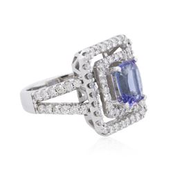 14KT White Gold 2.19ct Tanzanite and Diamond Ring