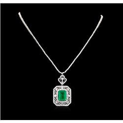 11.69ct Emerald and Diamond Necklace - 18KT White Gold