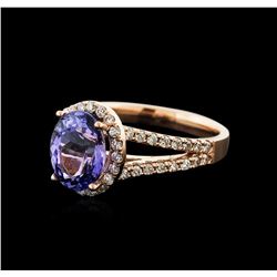 14KT Rose Gold 2.33ct Tanzanite and Diamond Ring