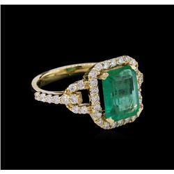 2.61ct Emerald and Diamond Ring - 14KT Yellow Gold