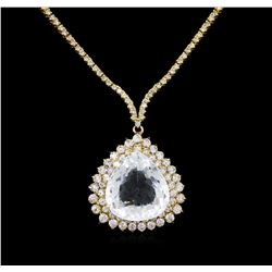 14KT Yellow Gold GIA Certified 17.51ct Aquamarine and Diamond Necklace