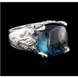 14KT White Gold 14.69ct Topaz and Diamond Ring