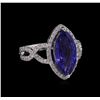 14KT White Gold 3.88ct Tanzanite and Diamond Ring