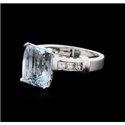 14KT White Gold 4.93ct Aquamarine and Diamond Ring