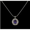 Image 2 : 21.34ct GIA Cert Tanzanite and Diamond Pendant With Chain - 14KT White Gold