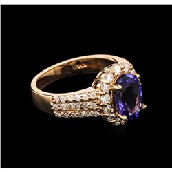 2.30ct Tanzanite and Diamond Ring - 14KT Rose Gold