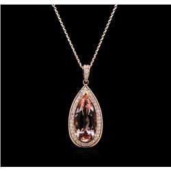 8.52ct Morganite and Diamond Pendant - 14KT Rose Gold