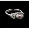 Image 1 : 0.33ctw Pearl and Diamond Ring - 14KT White Gold