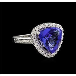 5.05ct Tanzanite and Diamond Ring - 14KT White Gold