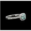 0.75ct Paraiba Tourmaline and Diamond Ring - 14KT White Gold
