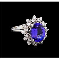 3.60ct Tanzanite and Diamond Ring - 14KT White Gold