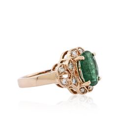 14KT Rose Gold 2.36ct Emerald and Diamond Ring