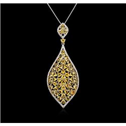 4.50ctw Citrine and Diamond Pendant With Chain - 14KT White Gold