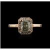 Image 2 : 14KT Rose Gold 1.04ctw Fancy Green Diamond Ring