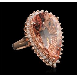 14KT Rose Gold 19.63ct GIA Certified Morganite and Diamond Ring