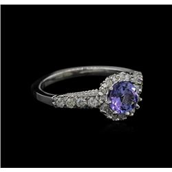 1.03ct Tanzanite and Diamond Ring - 14KT White Gold