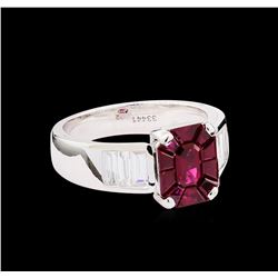 1.00ctw Ruby and Diamond Ring - 18KT White Gold