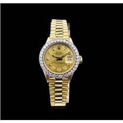 Rolex 18KT Gold President 1.06ctw Diamond DateJust Ladies Watch