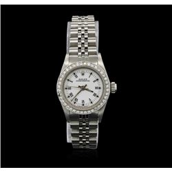 Rolex Stainless Steel Diamond Oyster Perpetual Ladies Watch