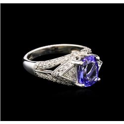 2.49ct Tanzanite and Diamond Ring - 18KT White Gold