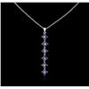 Image 1 : 14KT White Gold 0.35ctw Tanzanite and Diamond Pendant With Chain