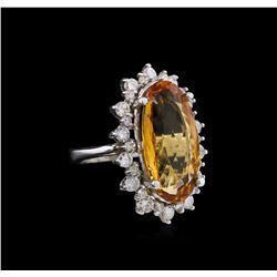 12.39ct Imperial Topaz and Diamond Ring - 14KT White Gold