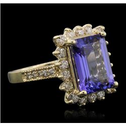 14KT Yellow Gold 5.32ct Tanzanite and Diamond Ring