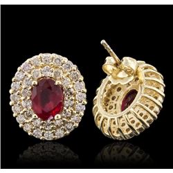 14KT Yellow Gold 2.07ctw Ruby and Diamond Earrings