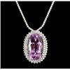 14KT White Gold 71.43ct Kunzite and Diamond Necklace