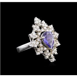 1.87ct Tanzanite and Diamond Ring - 14KT White Gold