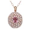 Image 1 : 14KT Rose Gold 2.16ct Tourmaline and Diamond Pendant With Chain