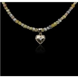 14KT White Gold 32.44ctw Rough Diamond Necklace With Charm