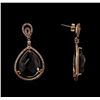 Image 2 : 25.12ctw Smoky Quartz and Diamond Earrings - 14KT Rose Gold