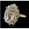 Image 2 : 14KT Yellow Gold GIA Certified 37.12ct Kunzite and Diamond Ring