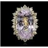 Image 4 : 14KT Yellow Gold GIA Certified 37.12ct Kunzite and Diamond Ring