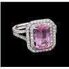 Image 1 : GIA Cert 2.74ct Pink Sapphire and Diamond Ring - 18KT White Gold
