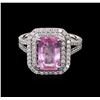 Image 2 : GIA Cert 2.74ct Pink Sapphire and Diamond Ring - 18KT White Gold