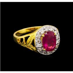 1.85ct Ruby and Diamond Ring - 18KT Yellow Gold