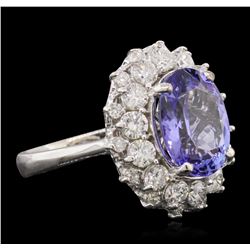 14KT White Gold 4.34ct Tanzanite and Diamond Ring