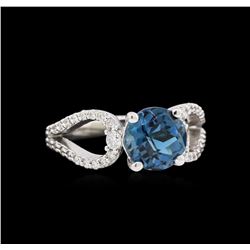 2.63ct Light Blue Topaz and Diamond Ring - 14KT White Gold