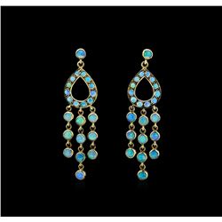 3.80ctw Opal Earrings - 18KT Yellow Gold