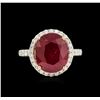 Image 2 : 8.74ct Ruby and Diamond Ring - 14KT Yellow Gold