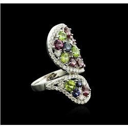 14KT White Gold 5.32ctw Multi Gemstone Ring