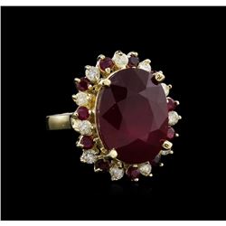 17.11ctw Ruby and Diamond Ring - 14KT Yellow Gold