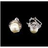 Image 2 : Pearl and Diamond Earrings - 18KT White Gold