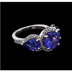 5.60ctw Tanzanite and Diamond Ring - 14KT White Gold