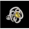 Image 1 : 1.15ct Yellow Sapphire and Diamond Ring - 14KT White Gold